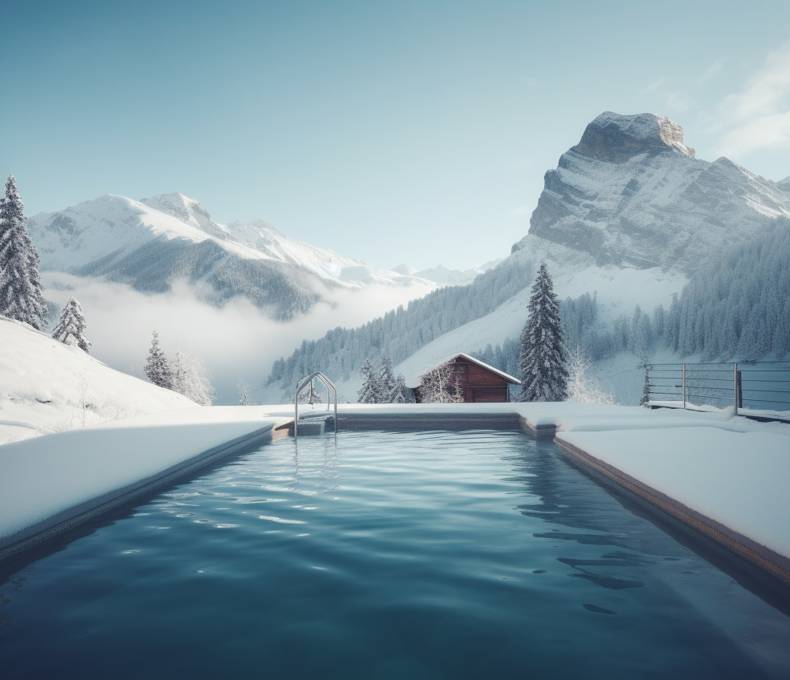 Outdoor pool in winter